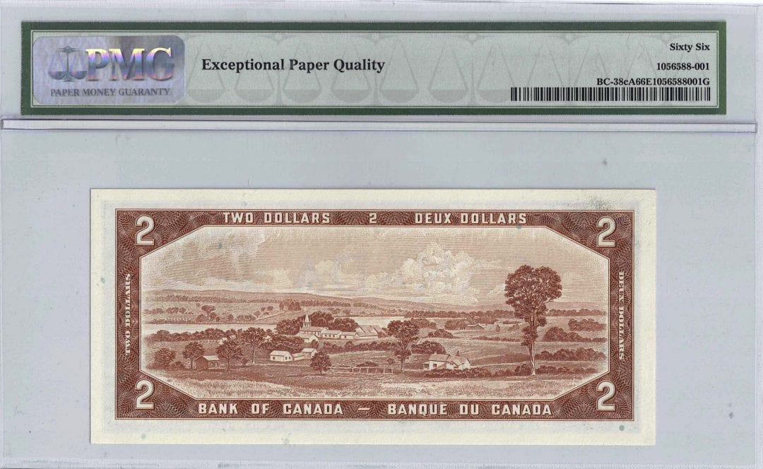 1954 Bank of Canada $2 Rare *Z/Z Replacement - PMG UNC-66 EPQ