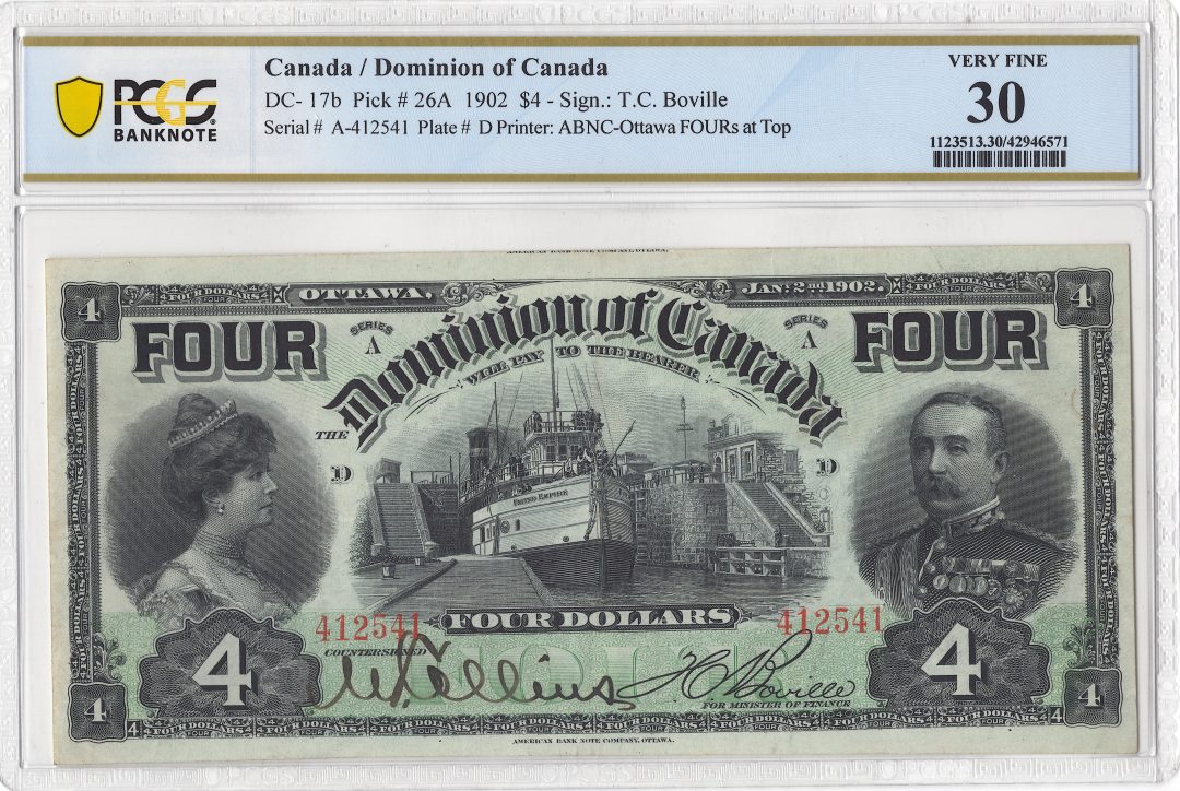 1902 $4 Dominion of Canada DC-17b PCGS VF 35