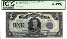 Load image into Gallery viewer, 1923 $1 Purple Seal Banknote PCGS UNC 63 PPQ
