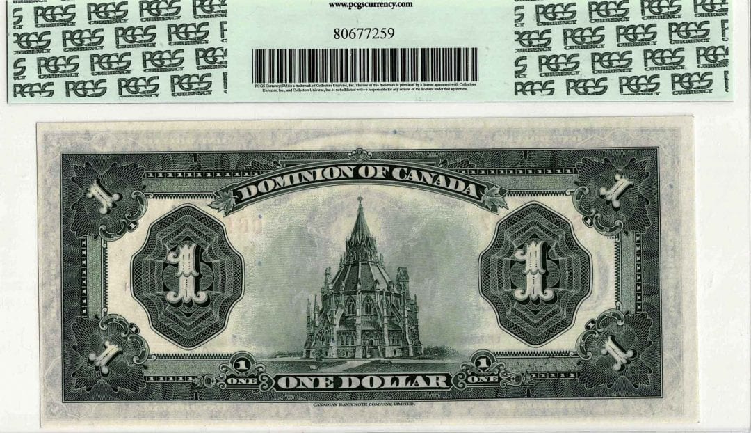 1923 $1 Purple Seal Banknote PCGS UNC 63 PPQ