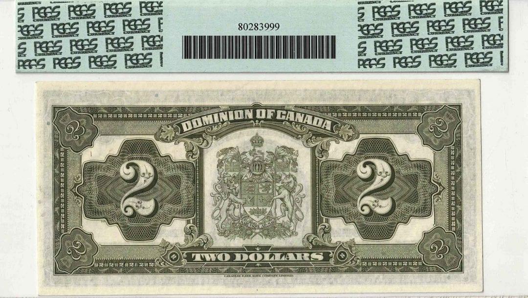 1923 Dominion of Canada $2 Test Note PCGS 66 PPQ