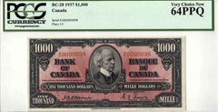 1937 Bank of Canada $1000 Banknote Low Serial 98