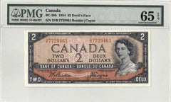 1954 Bank of Canada $2 Devil Face Banknote PMG Gem 65 EPQ