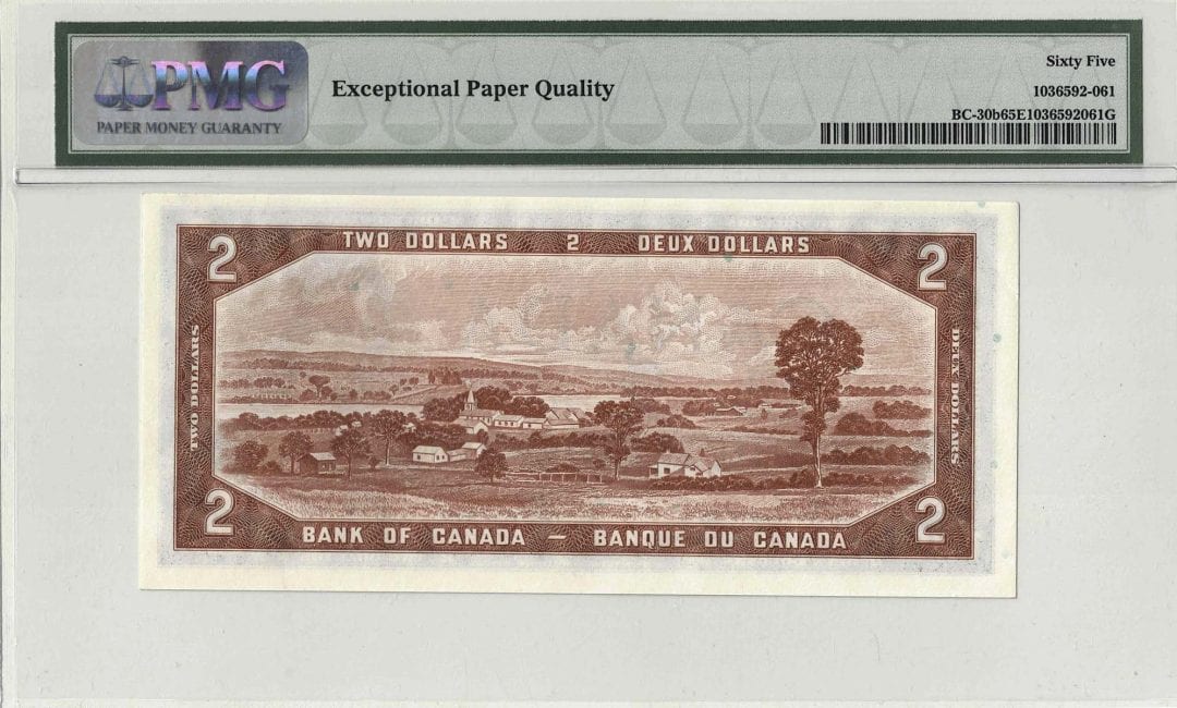 1954 Bank of Canada $2 Devil Face Banknote PMG Gem 65 EPQ