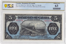 Load image into Gallery viewer, 1912 $5 Dominion of Canada DC-21c - PCGS UNC 63 Choice UNC
