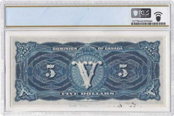 1912 $5 Dominion of Canada DC-21c - PCGS UNC 63 Choice UNC
