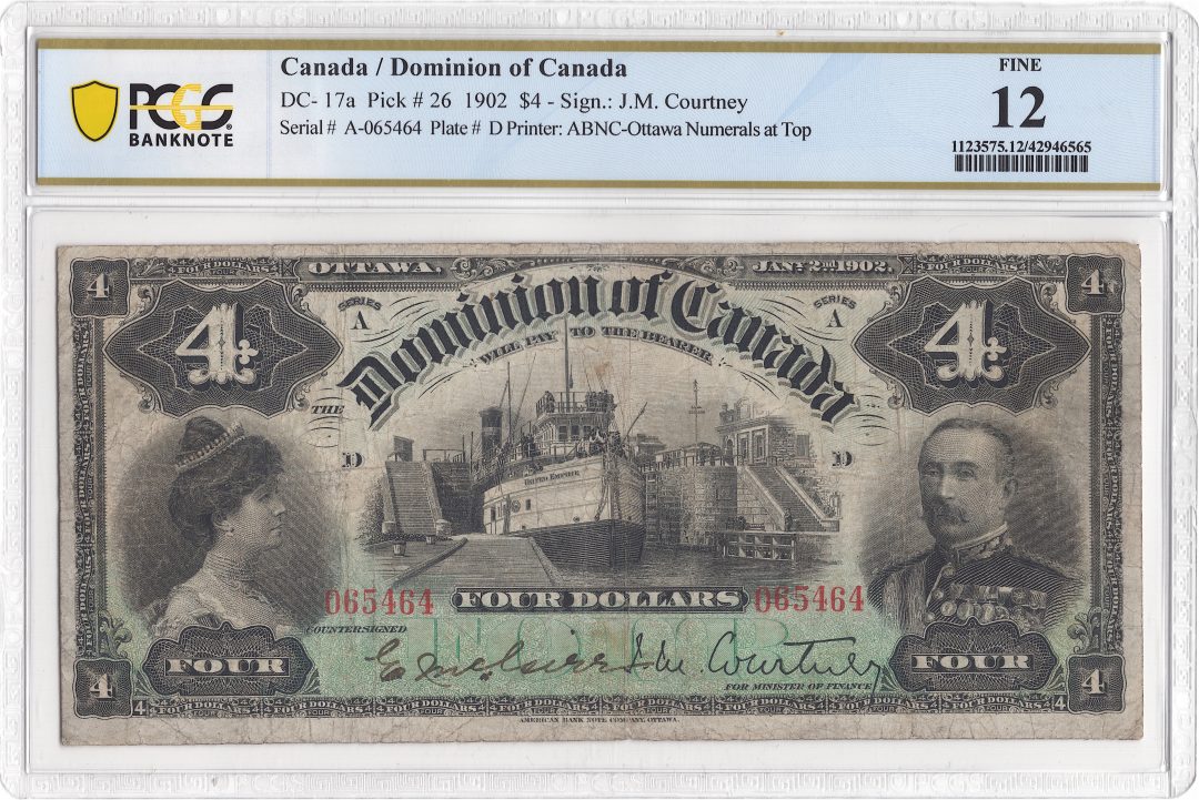 1902 $4 Dominion of Canada DC-17a - PCGS UNC 12