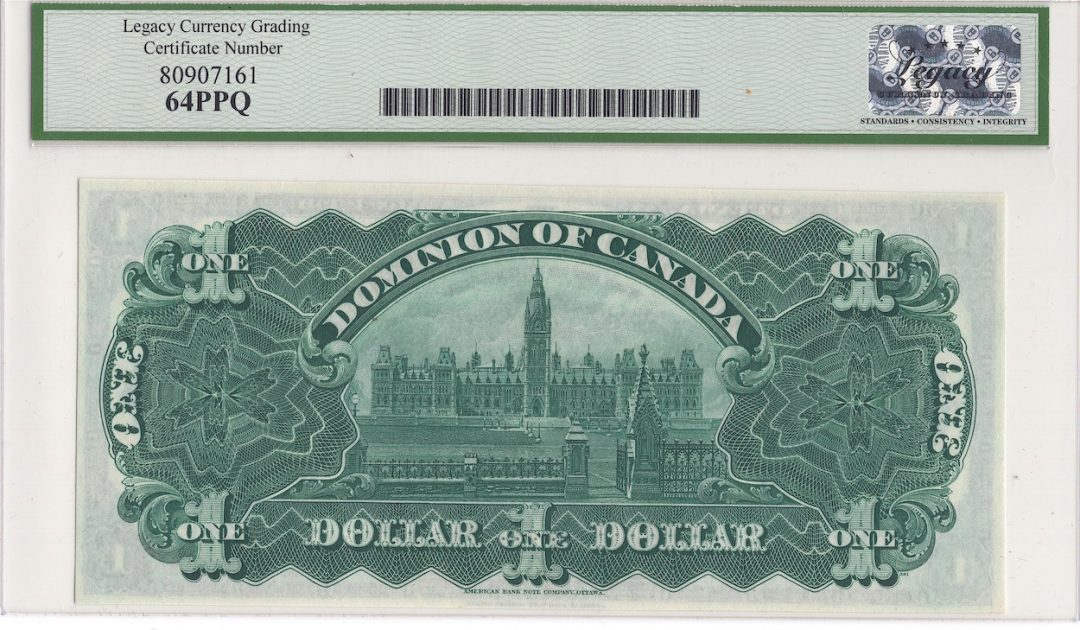 1911 $1 Dominion of Canada DC-18d Legacy 64