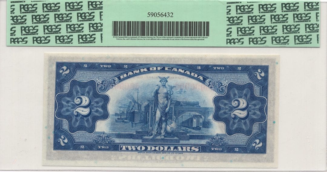 1935 A $2 Bank of Canada Note English Specimen BC-3S - UNC-65PPQ