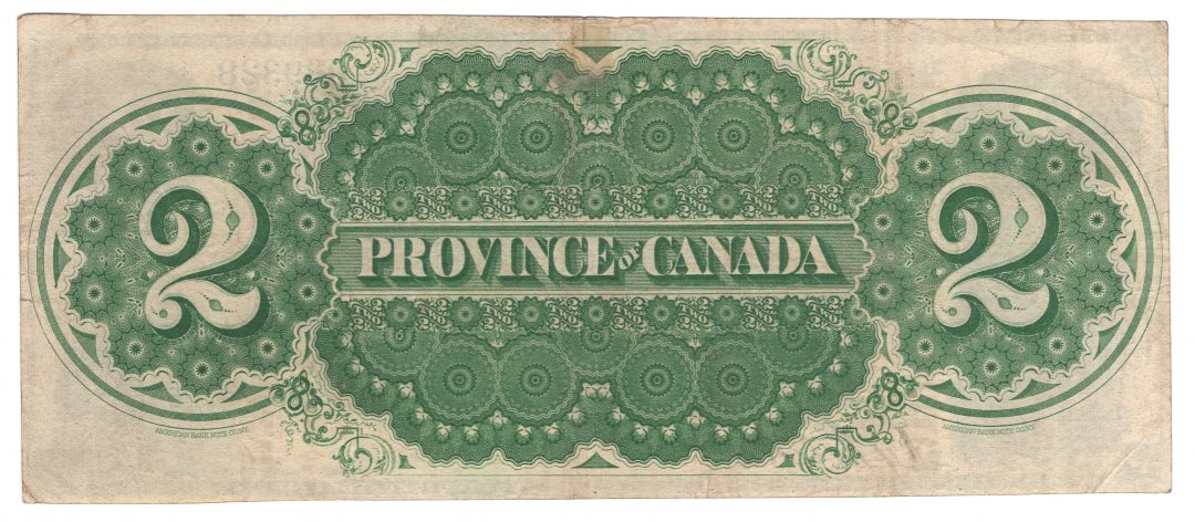 1866 $2 Province of Canada PC-3a VF +