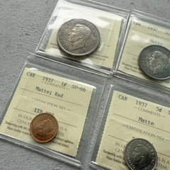 1937 Specimen 6 coin Set Canada - ICCS Gem 65 / 67 Rainbow Toning!