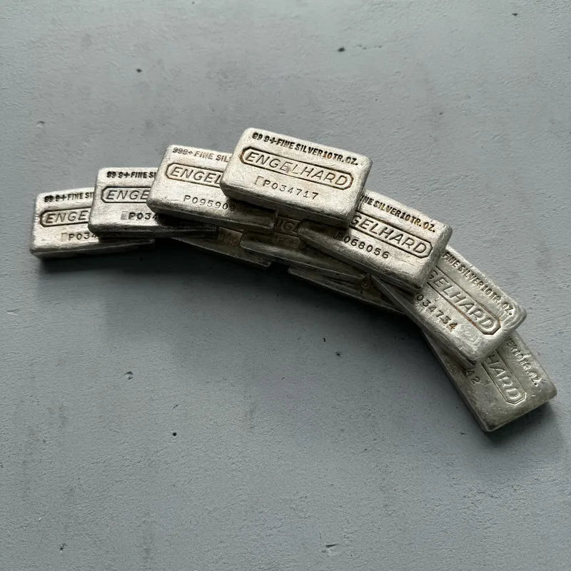 Set of 10 x 10 oz Engelhard Poured .999 Silver bar - 10 Bars Total
