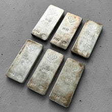 Load image into Gallery viewer, Set of 6 x 20 oz Johnson Matthey Reverse Pour .999 Silver bar - 6 Bars Total
