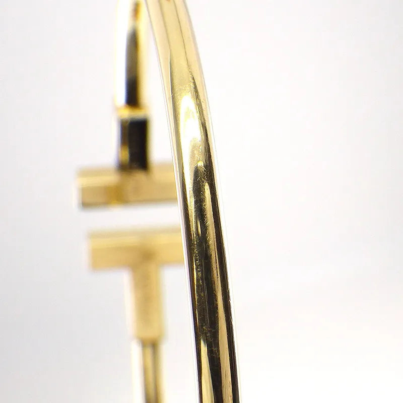 Tiffany & Co. Bangle T Wire Medium Open Mother of Pearl White Shell - Yellow Gol