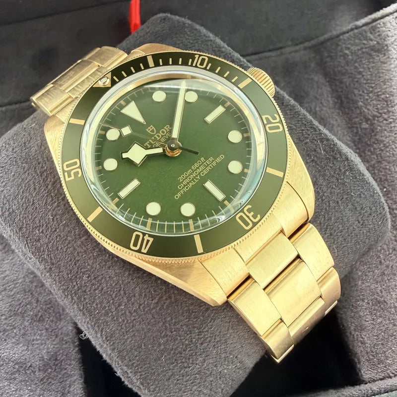 Tudor Yellow Gold Black Bay 58 Green Dial 79018V - Box Papers  + 2 Extra Straps