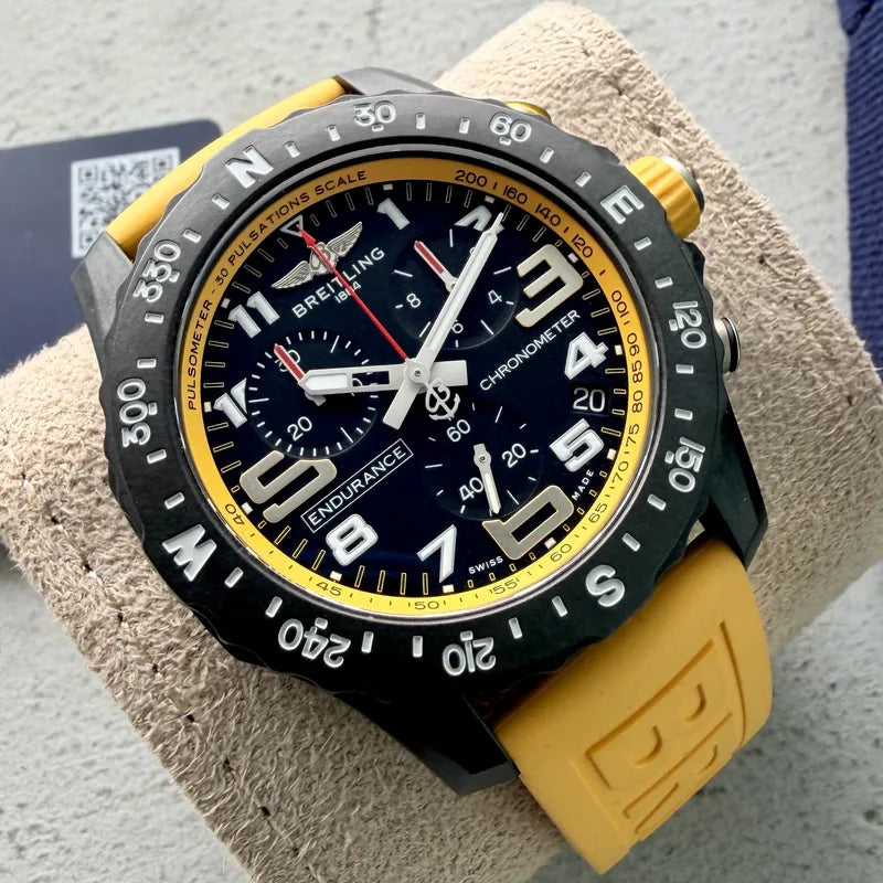 Unworn Breitling Endurance Pro 44  Yellow - Box + Papers - Warranty to 2028
