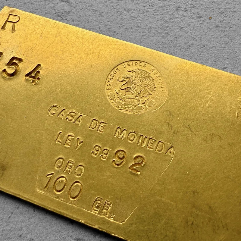 Vintage 100 Gram Mexico Mint 3.215 oz Gold Bar 9992 CASA DE MONEDA