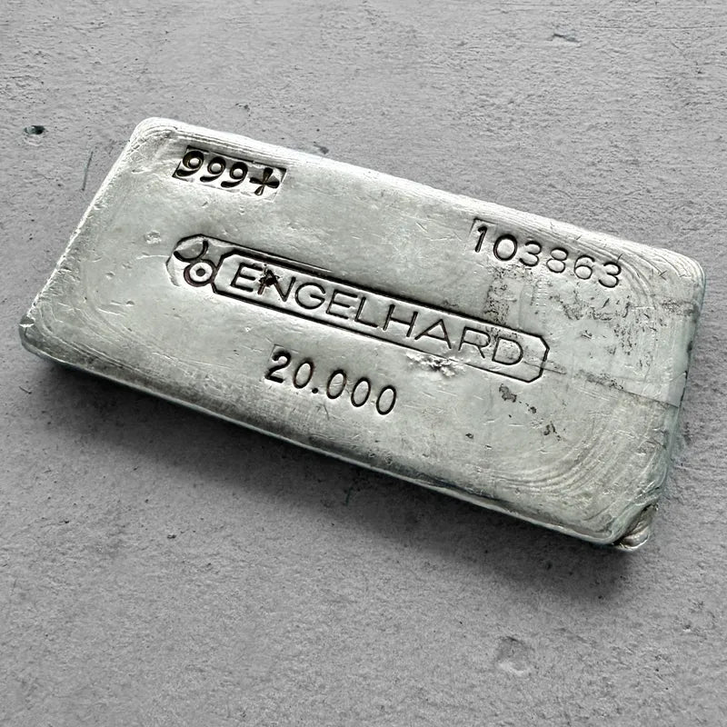 Vintage 20 oz .999 Silver Engelhard Poured bar - Stunning  Pour Lines