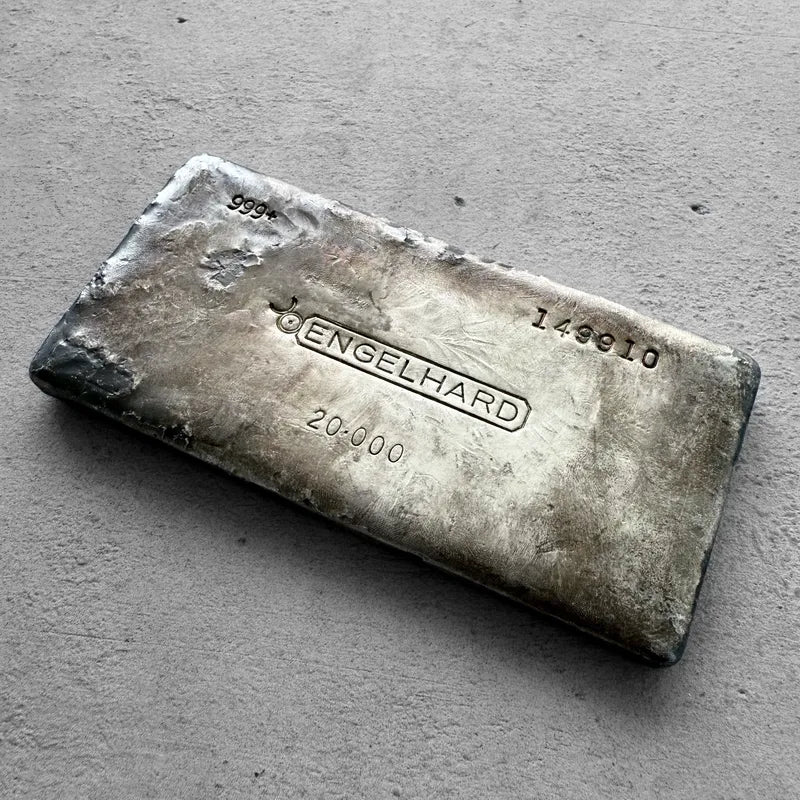 Vintage 20 oz .999 Silver Engelhard Poured bar