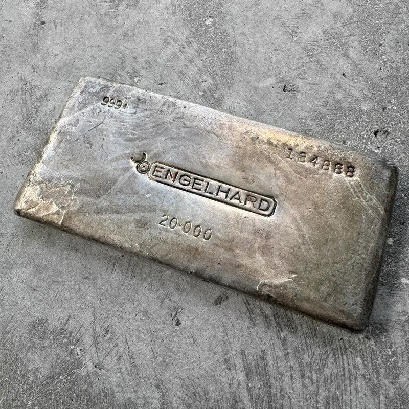Vintage 20 oz .999 Silver Engelhard Poured bar - Ends in Lucky '888'