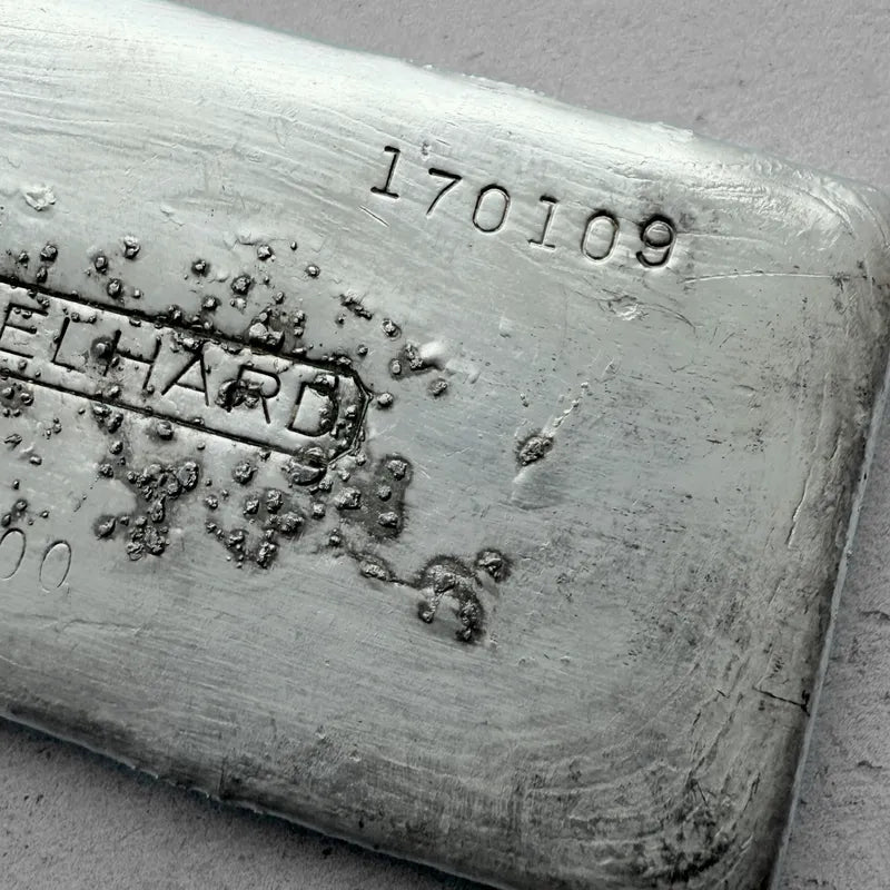 Vintage 20 oz .999 Silver Engelhard Poured bar Interesting Cooling +Error Serial