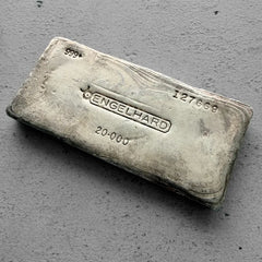 Vintage 20 oz .999 Silver Engelhard Poured bar - Nice Pour Lines