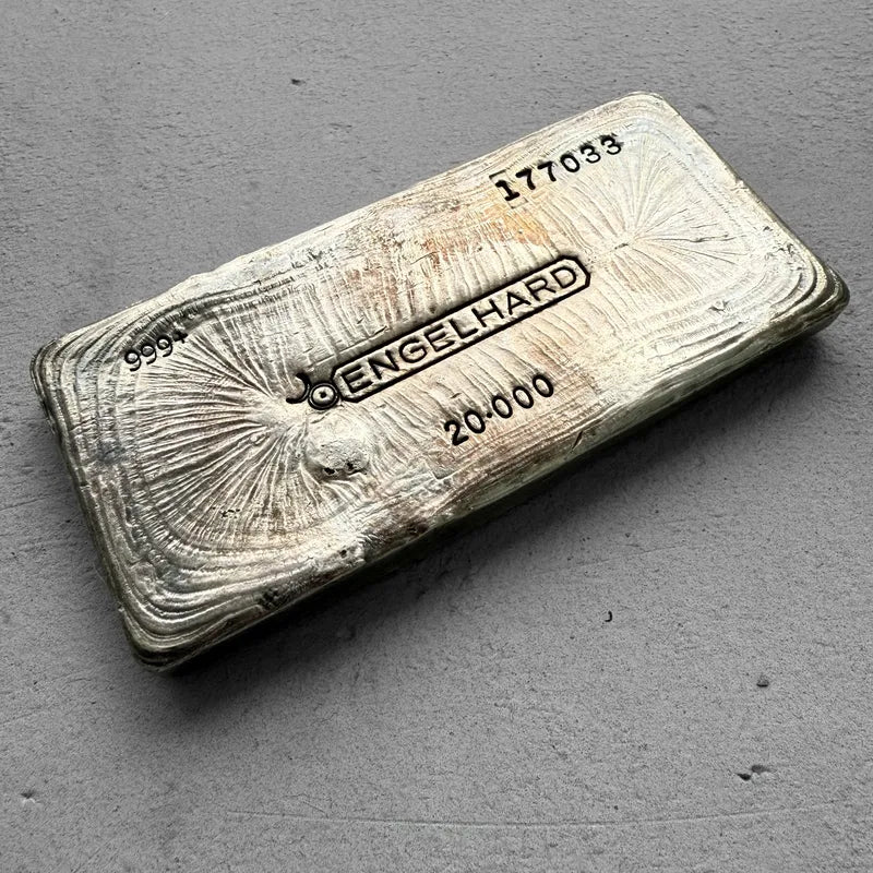 Vintage 20 oz .999 Silver Engelhard Poured bar - Stunning Pour Lines