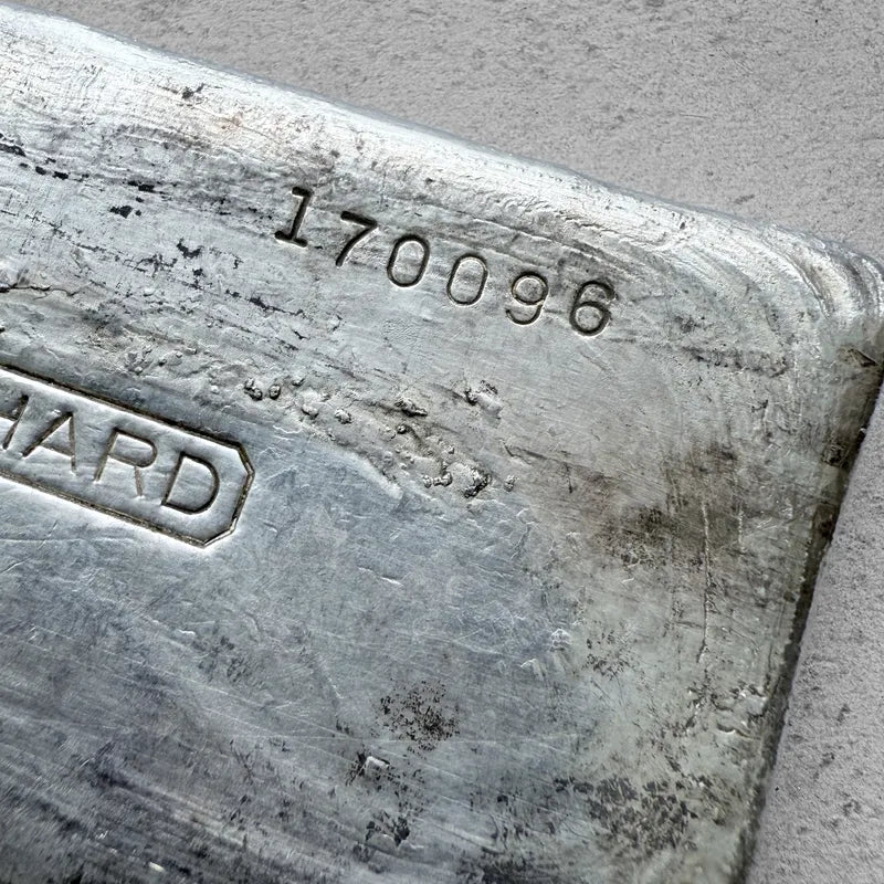 Vintage 20 oz .999 Silver Engelhard Poured bar -Stunning Pour Lines Error Serial