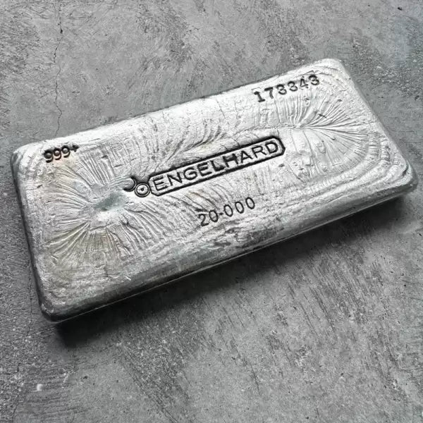 Vintage 20 oz .999 Silver Engelhard Poured bar - Stunning Pour Lines!