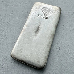 Vintage 20 oz .999 Silver Johnson Matthey London Poured bar - Linden Frost
