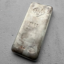 Load image into Gallery viewer, Vintage 20 oz .999 Silver Johnson Matthey Poured bar - Attractive example
