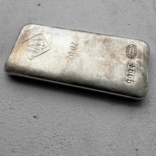 Load image into Gallery viewer, Vintage 20 oz .999 Silver Johnson Matthey Poured bar - Attractive example
