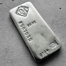 Load image into Gallery viewer, Vintage 20 oz .999 Silver Johnson Matthey Poured bar - F Serial
