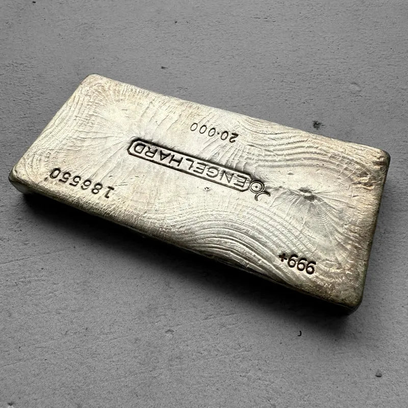 Vintage 20 oz .999 poured Silver Engelhard bar