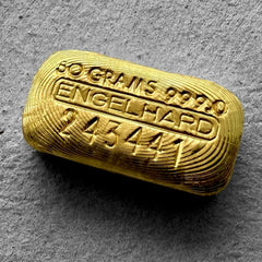 Vintage 50 Gram Gold Engelhard Poured Bar 1.6075 oz - Incredible Pour Lines