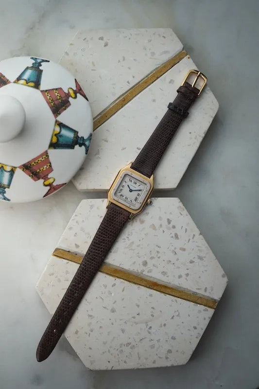 Vintage Cartier Santos Dumont solid 18k Gold 96062 Extra Plate