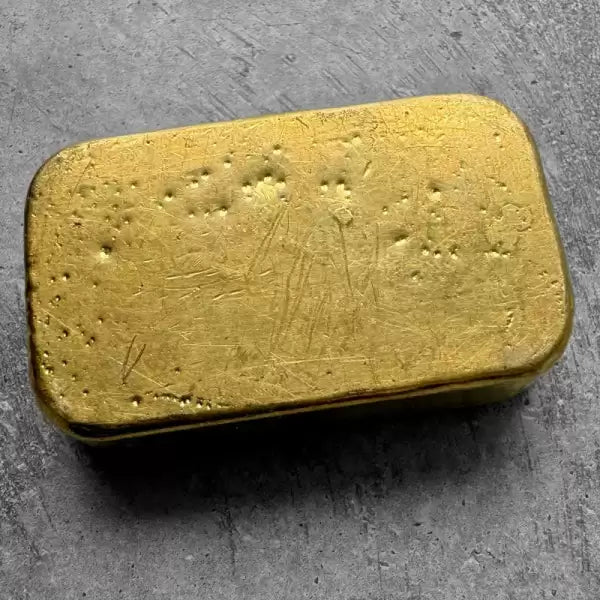 Vintage Delta 10 oz Gold Poured Bar - Stunning Pour Lines
