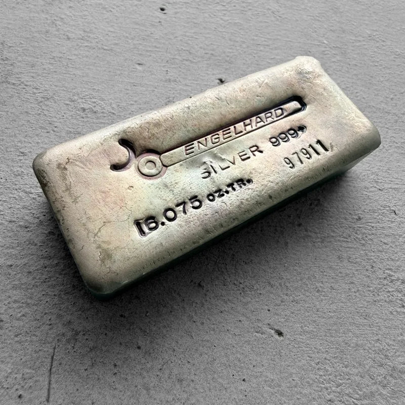 Vintage Engelhard 16.075 oz 1/2 Kilo silver poured bar
