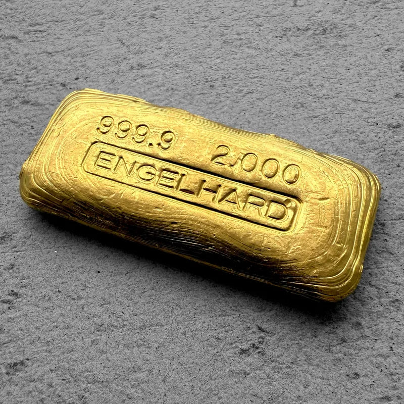 Vintage Engelhard 2 oz Gold Poured Bar 2oz - No Serial - Beautiful Pour Lines!