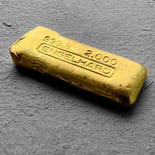 Load image into Gallery viewer, Vintage Engelhard 2 oz Gold Poured Bar 2oz - No Serial - Beautiful Pour Lines!
