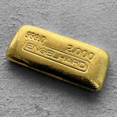 Vintage Engelhard 2 oz Gold Poured  Bar 2oz - No Serial - Nice Pour Lines!