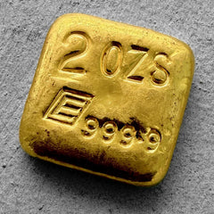 Vintage Engelhard 2 oz Gold Poured Square Bar
