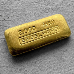 Vintage Engelhard 2 oz Gold Poured  Bar 2oz - No Serial - Nice Pour Lines!