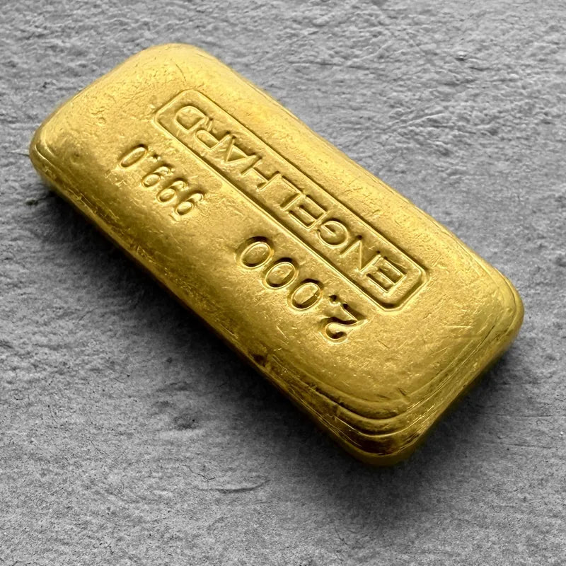 Vintage Engelhard 2 oz Gold Poured  Bar 2oz - No Serial - Nice Pour Lines!