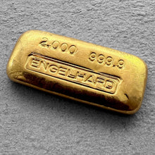 Load image into Gallery viewer, Vintage Engelhard 2 oz Gold Poured Bar 2oz - Double stamping Error

