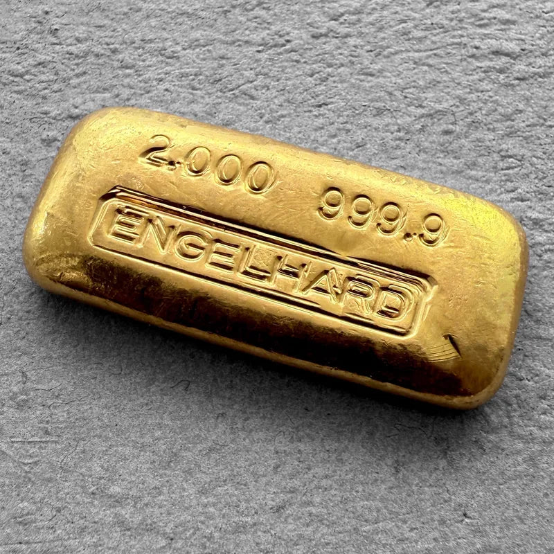 Vintage Engelhard 2 oz Gold Poured Bar 2oz - Double stamping Error