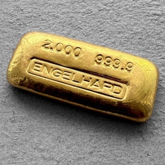 Vintage Engelhard 2 oz Gold Poured Bar 2oz - No Serial - Nice Pour Lines!