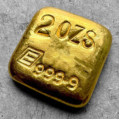 Vintage Engelhard 2 oz Gold Poured Bar 2oz - Square Style