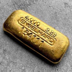 Vintage Engelhard 2 oz Gold Poured Bar 2oz - Stunning Scarce Early .999 style