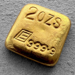 Vintage Engelhard 2 oz Gold Poured Square Bar 2oz